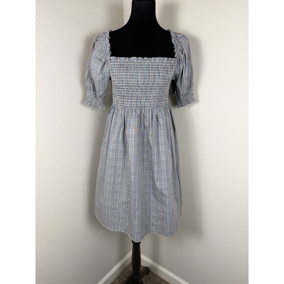 Hill House Dresses & Skirts - Hill House Home Athena Nap Dress Small Matilda Plaid Smocked Puff Sleeve Mini